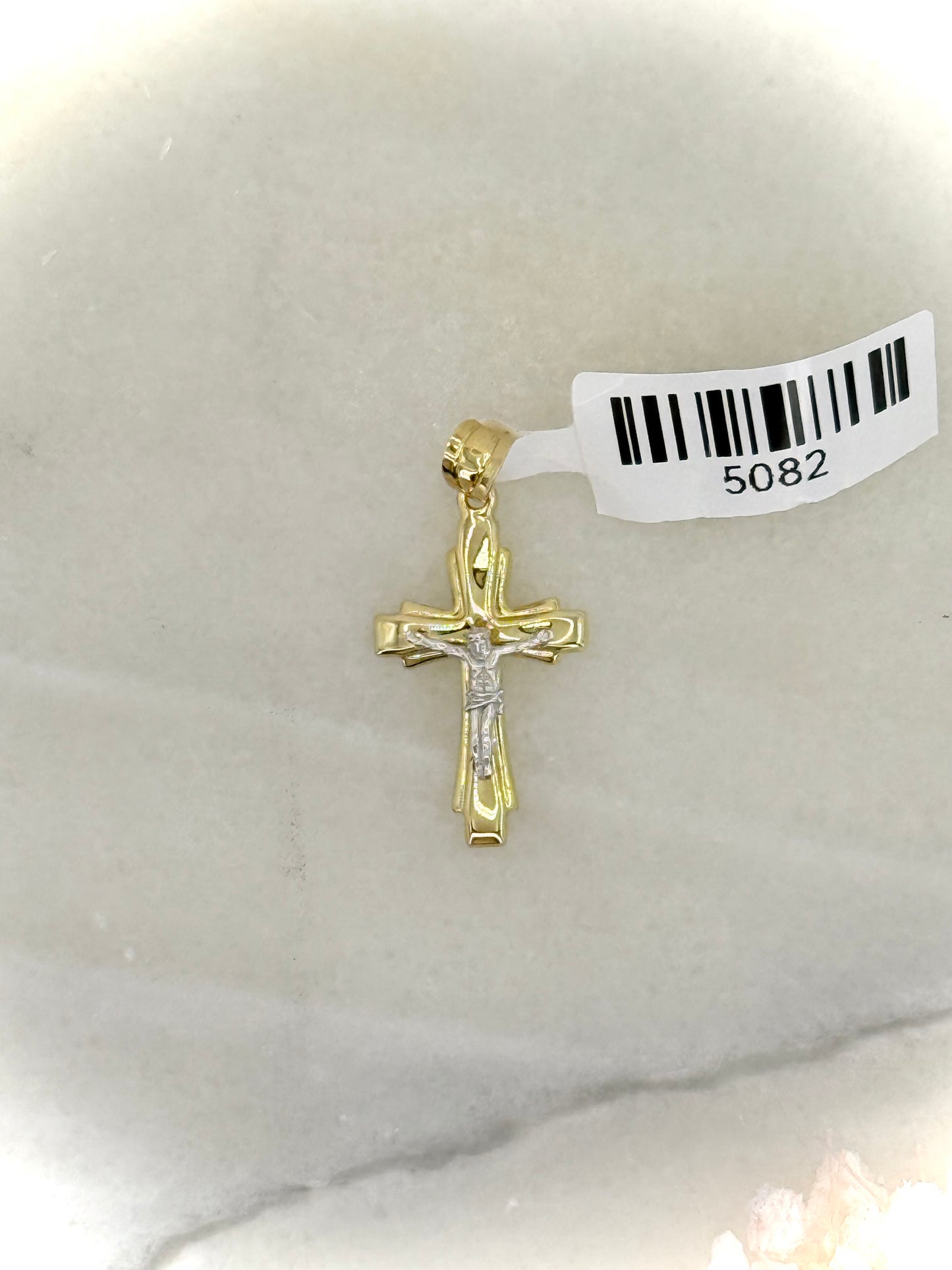 18K Two-Tone Gold Crucifix Pendant