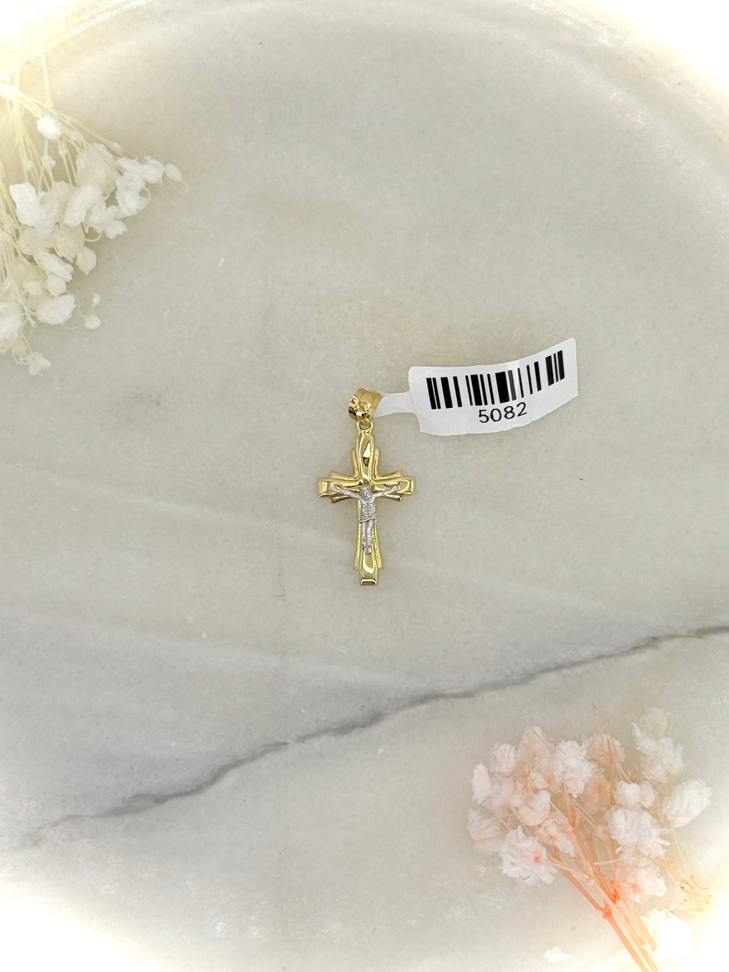 18K Two-Tone Gold Crucifix Pendant