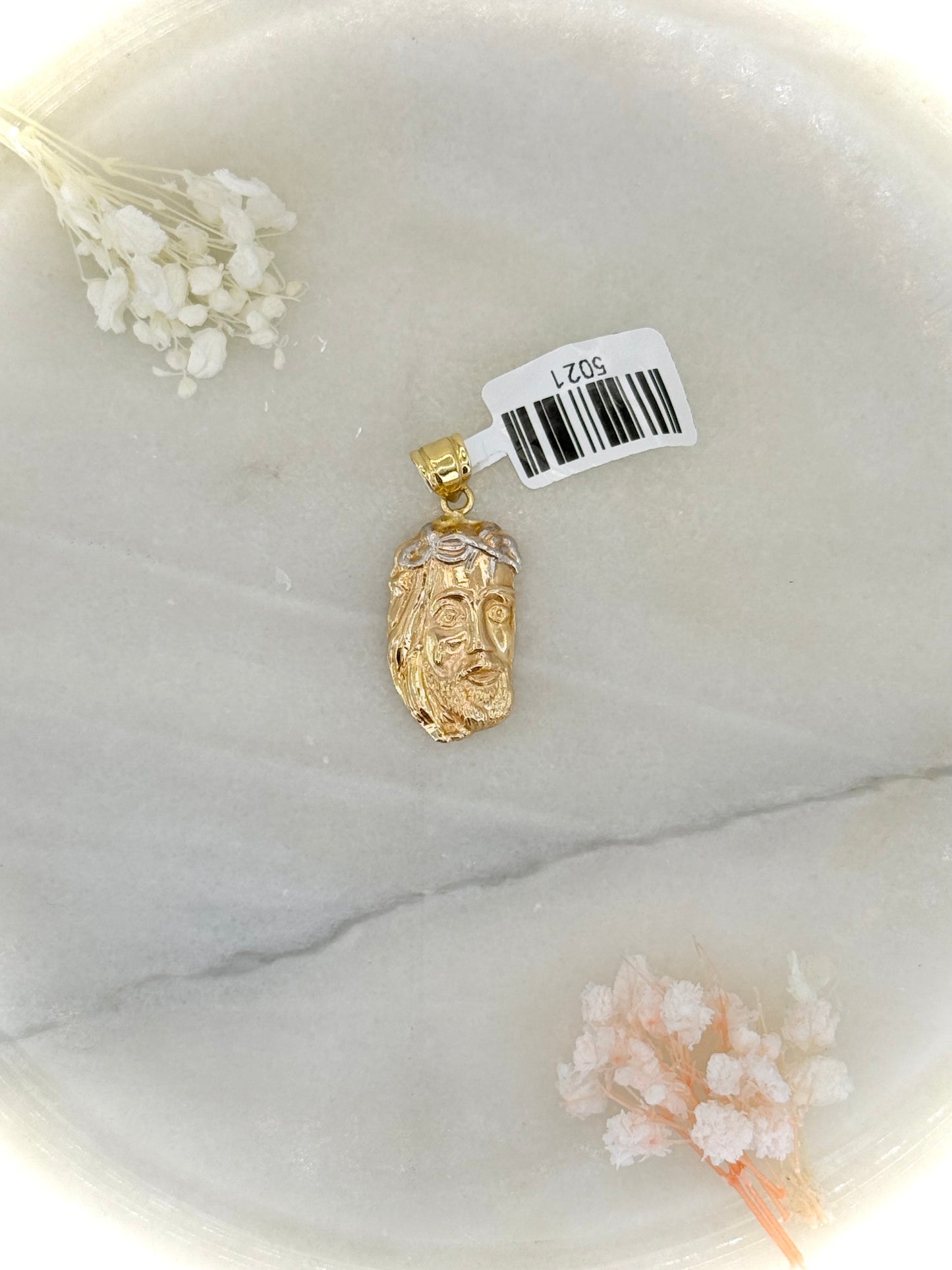 18K Gold Jesus Head Pendant