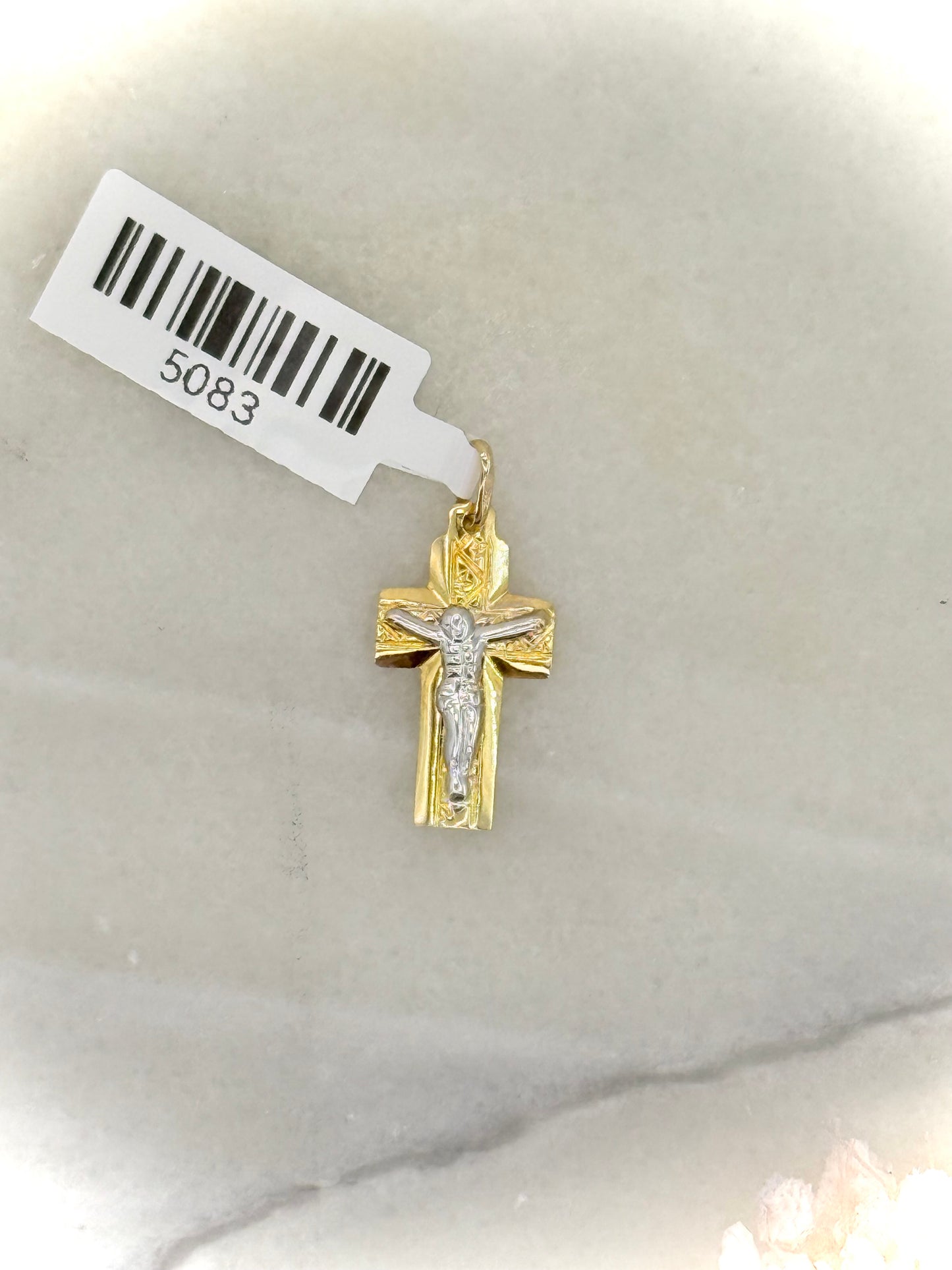 18K Two-Tone Gold Crucifix Pendant