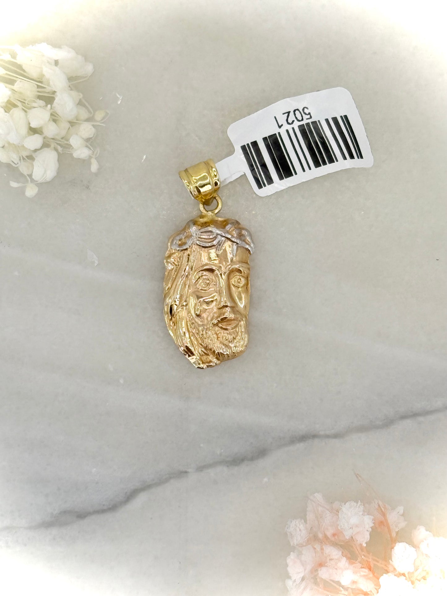 18K Gold Jesus Head Pendant