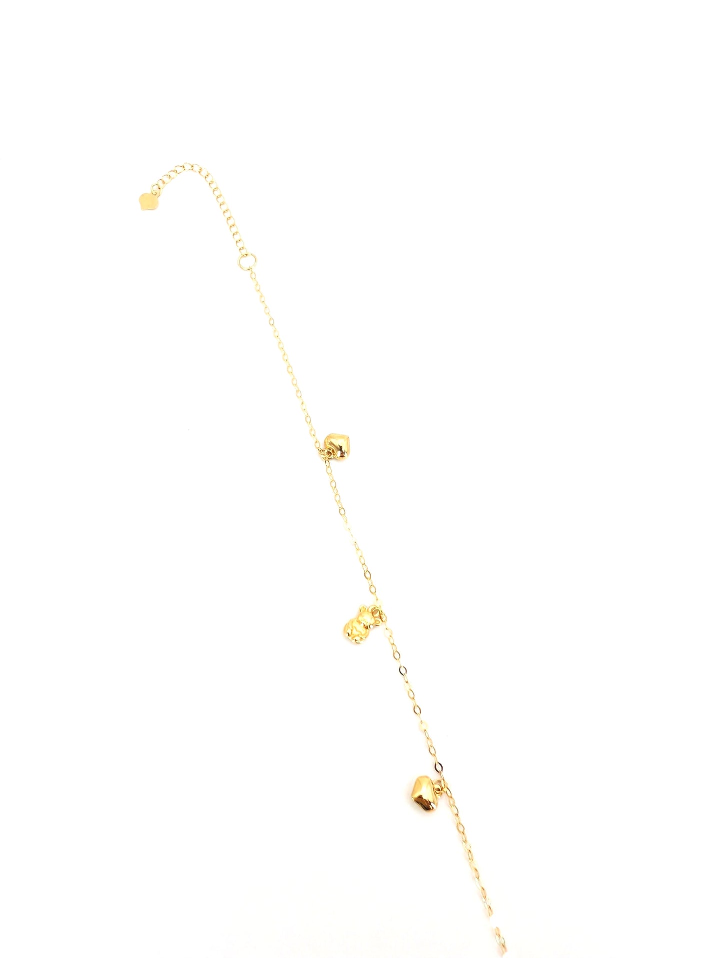 18KT Gold Multi-Heart Charm Bracelet