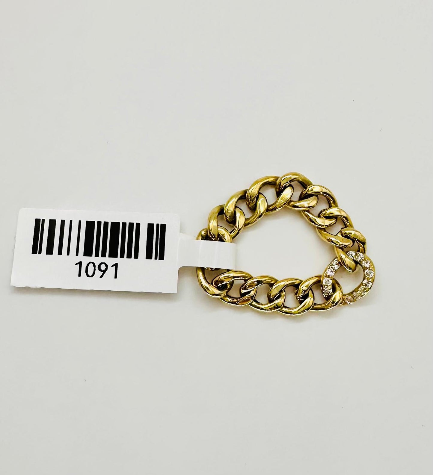 18Karat CZ Gold Thin Chain Ring