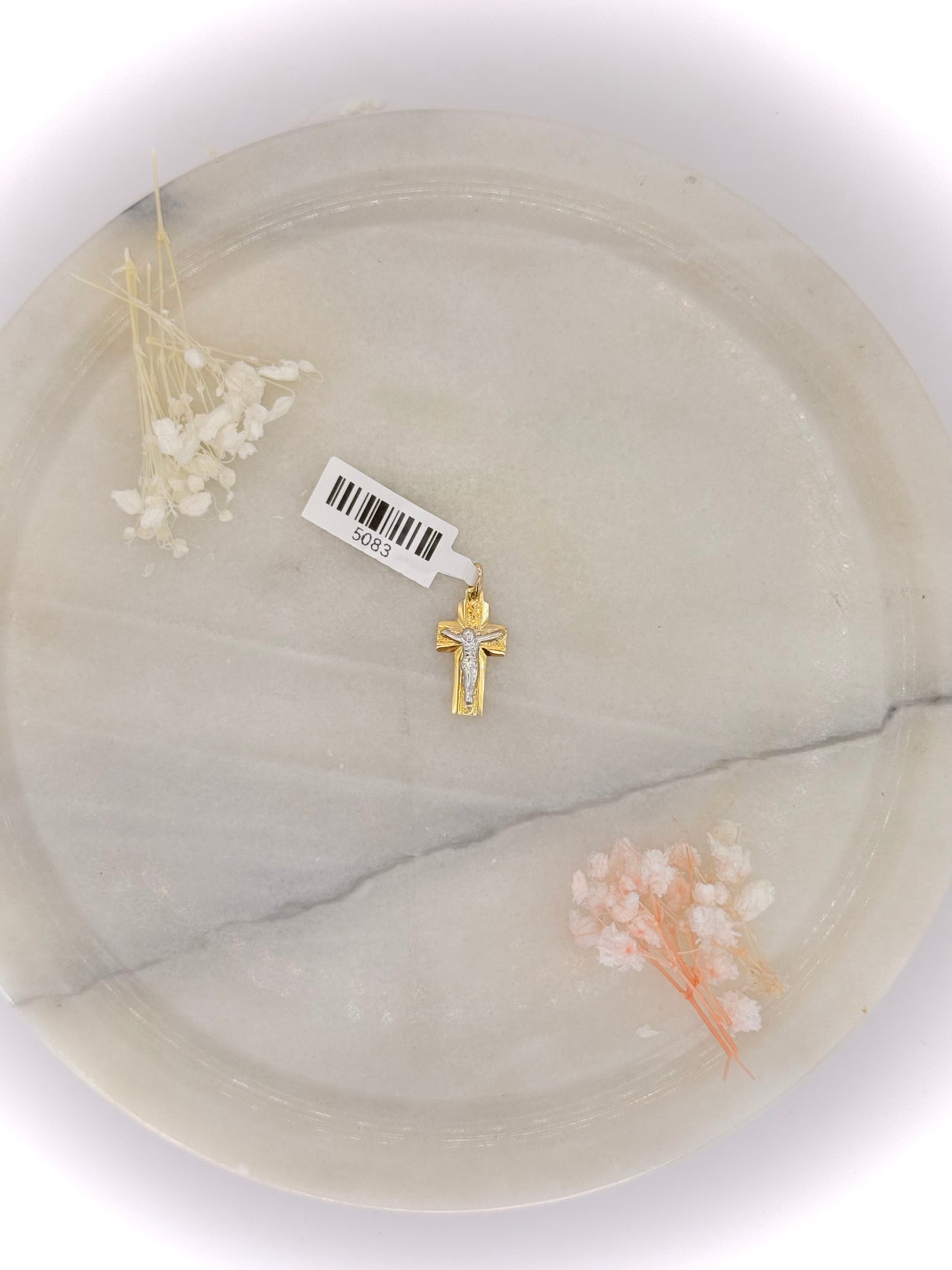 18K Two-Tone Gold Crucifix Pendant