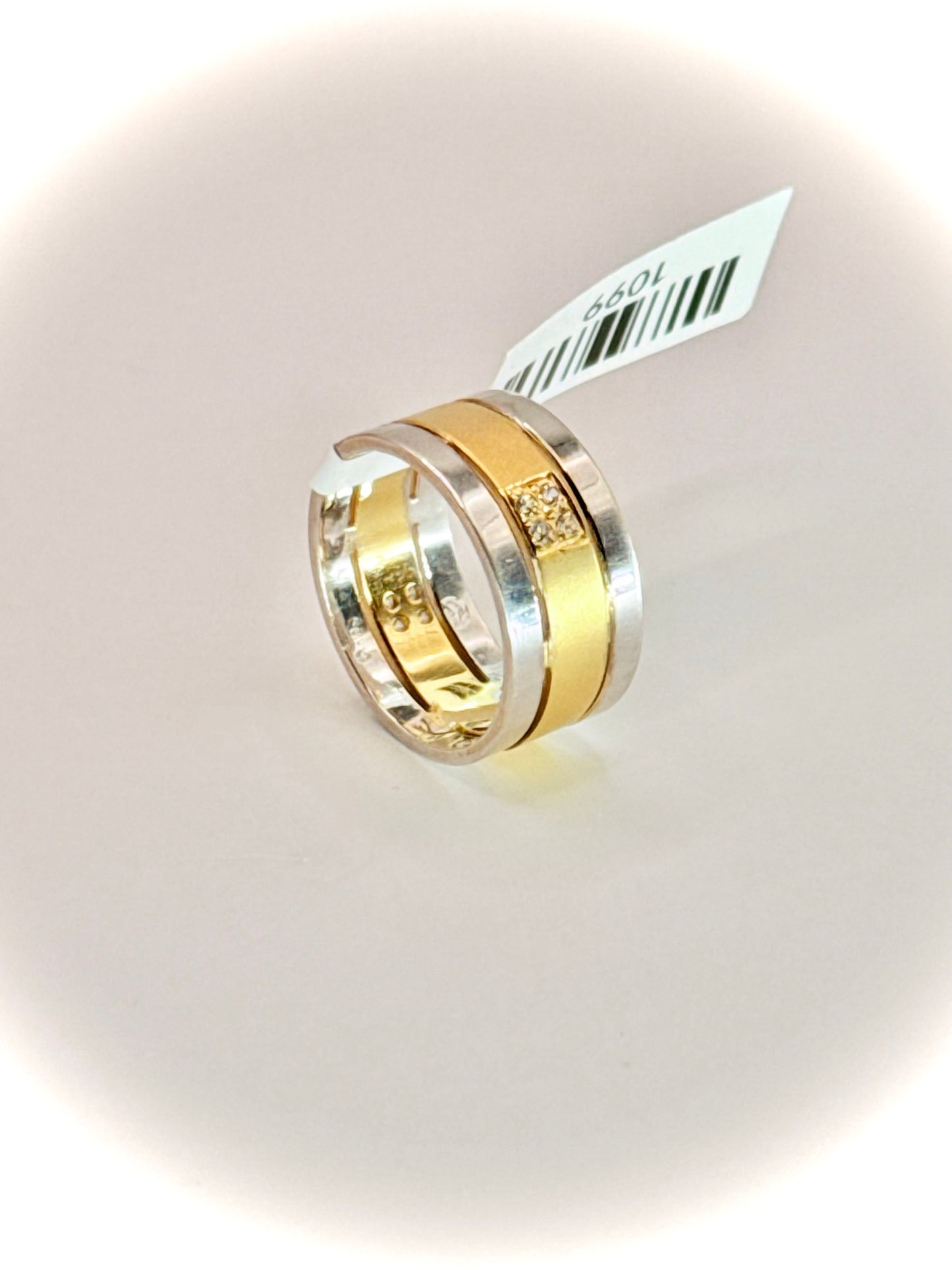 18kt CZ 2 Tone Wedder