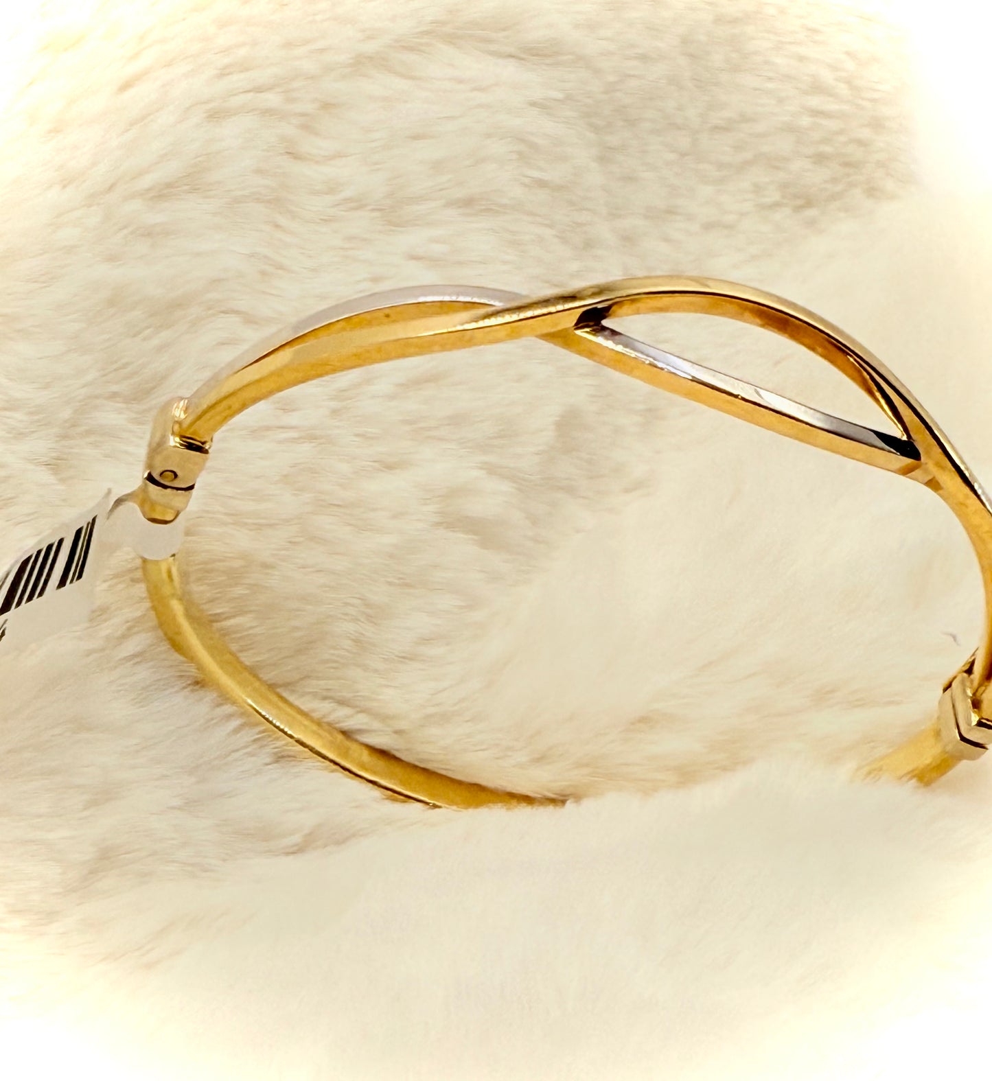 18K Two-Tone Cross Over Gold Bangle