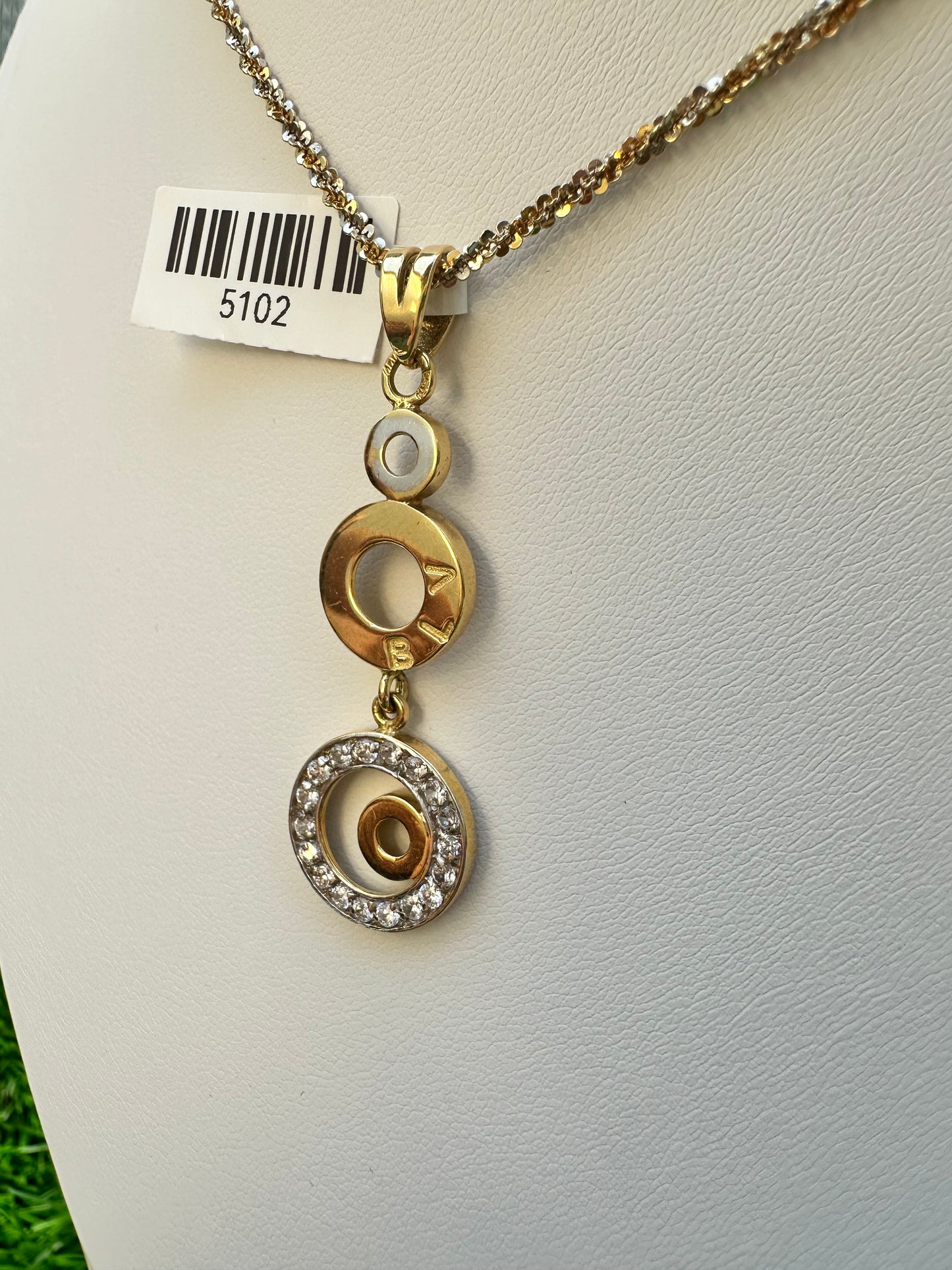 18kt CZ Bulgari Pendant