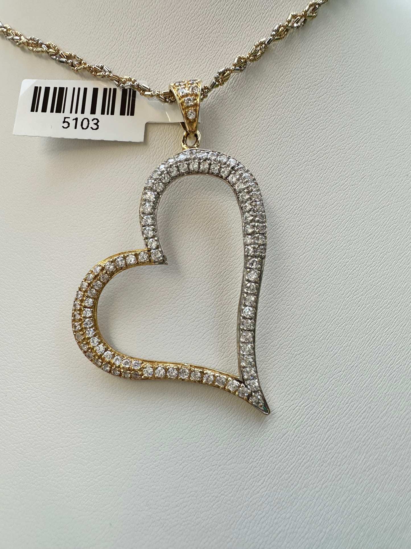 18kt CZ 2 tone Heart Pendant
