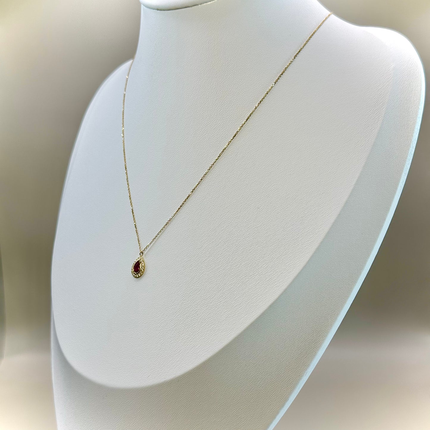 18kt CZ Red Stone Necklace