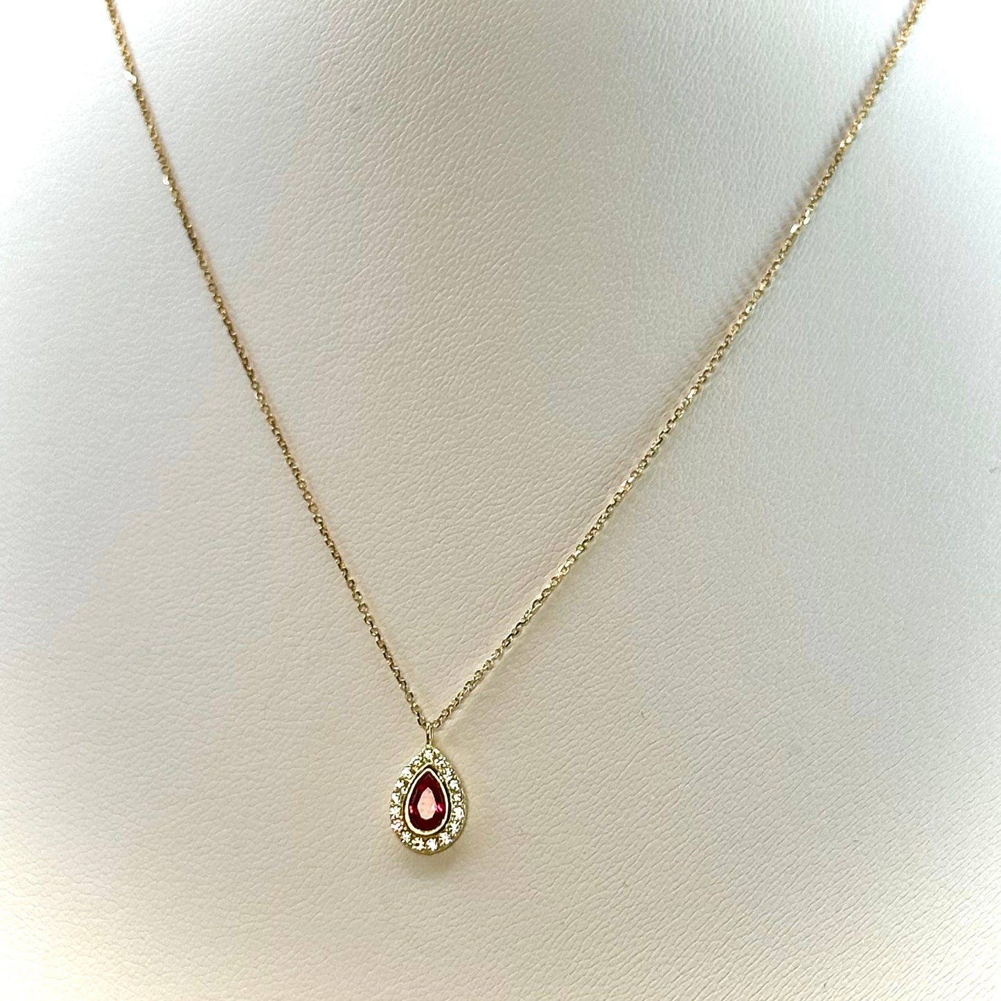 18kt CZ Red Stone Necklace