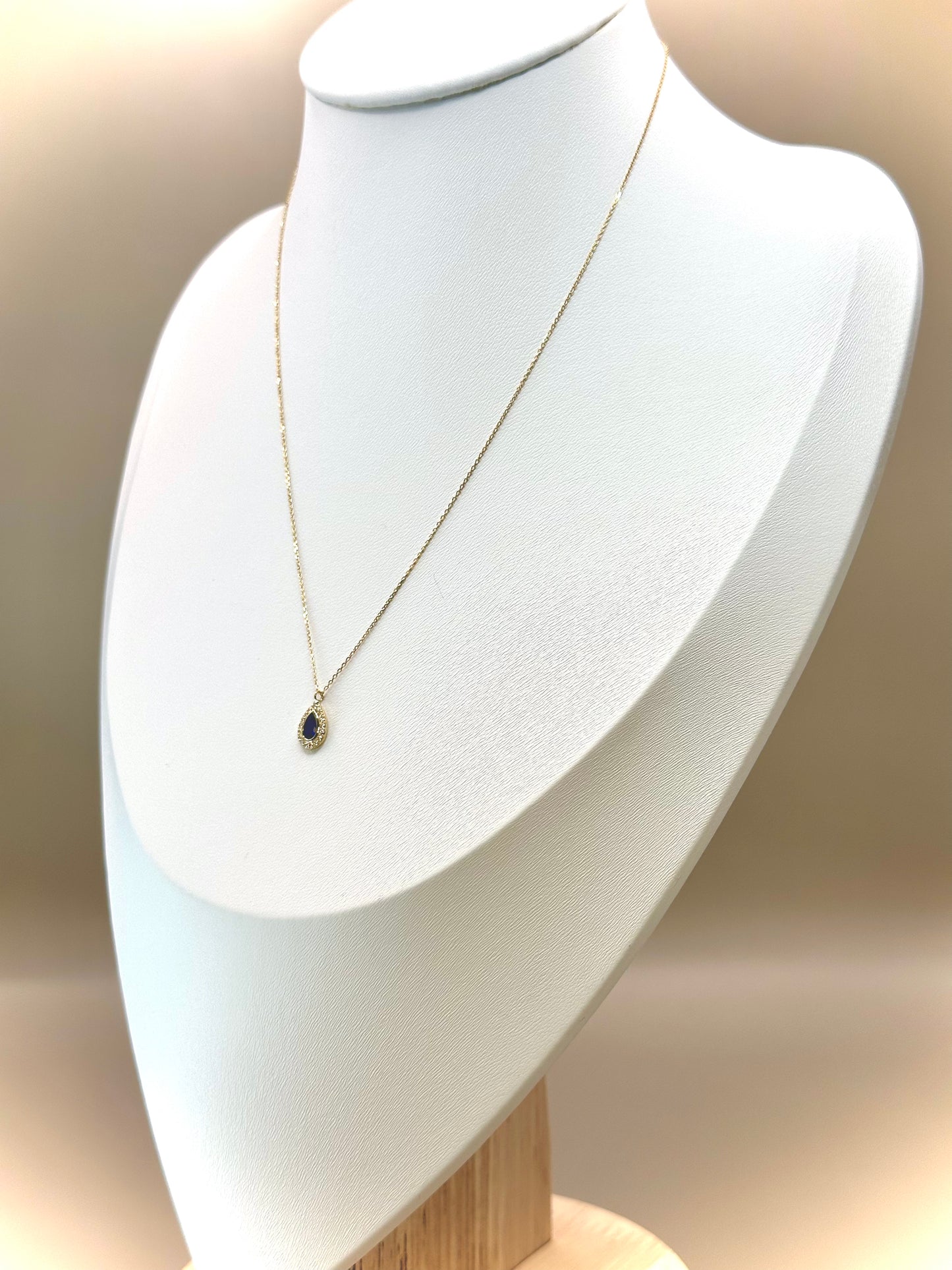 18kt CZ Blue Stone Necklace