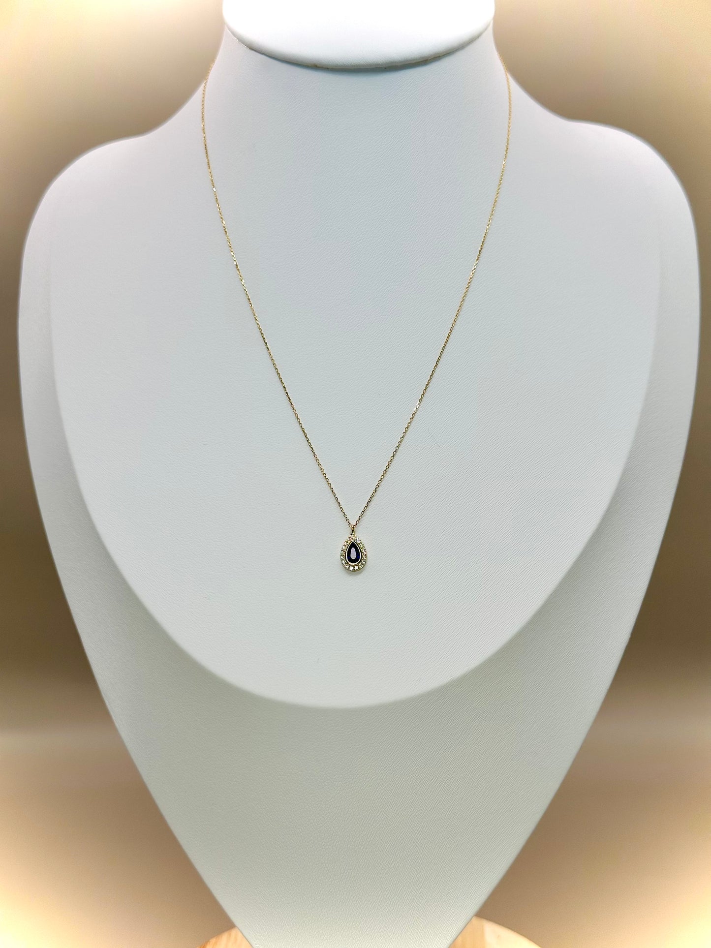 18kt CZ Blue Stone Necklace
