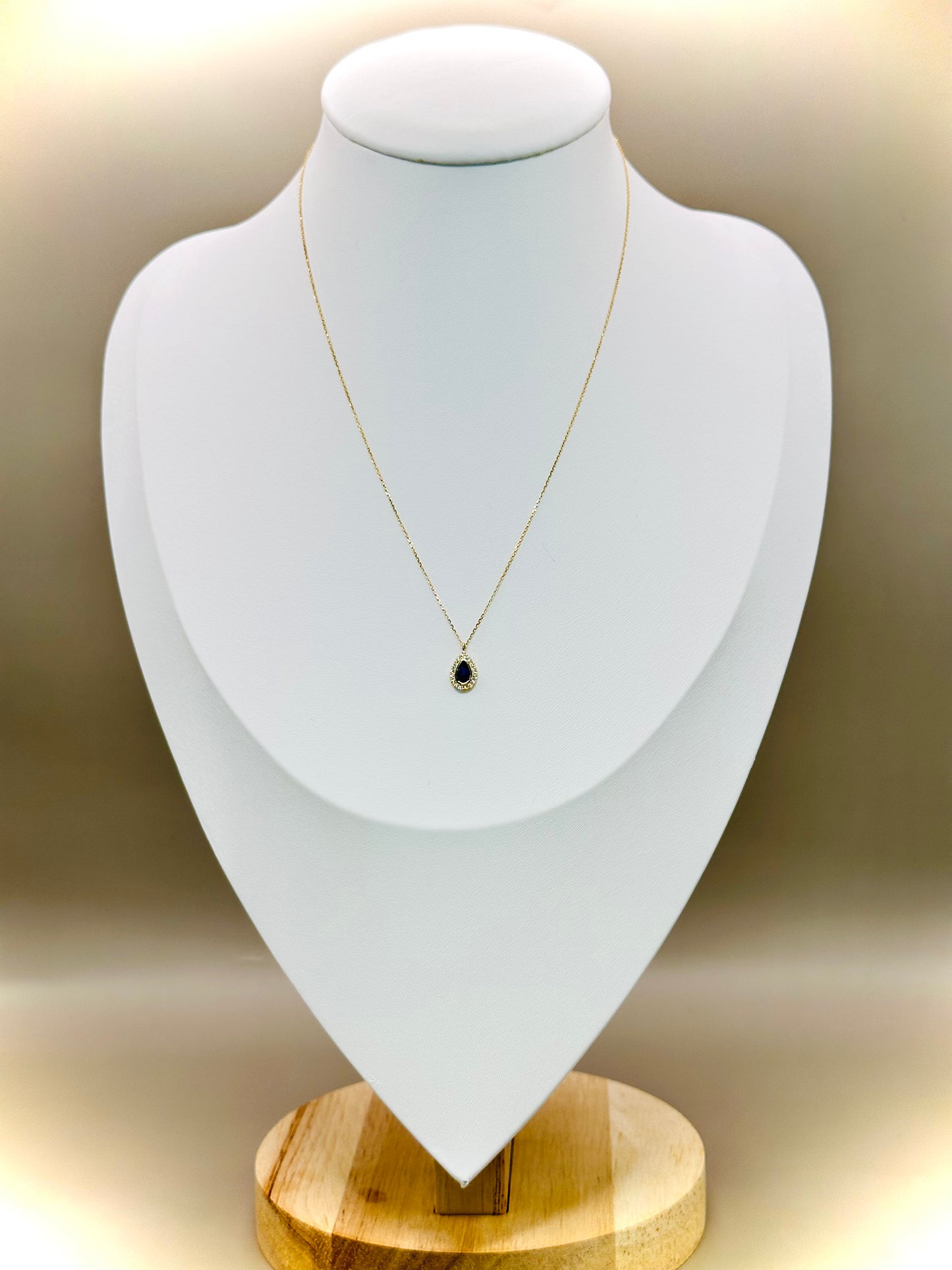 18kt CZ Blue Stone Necklace