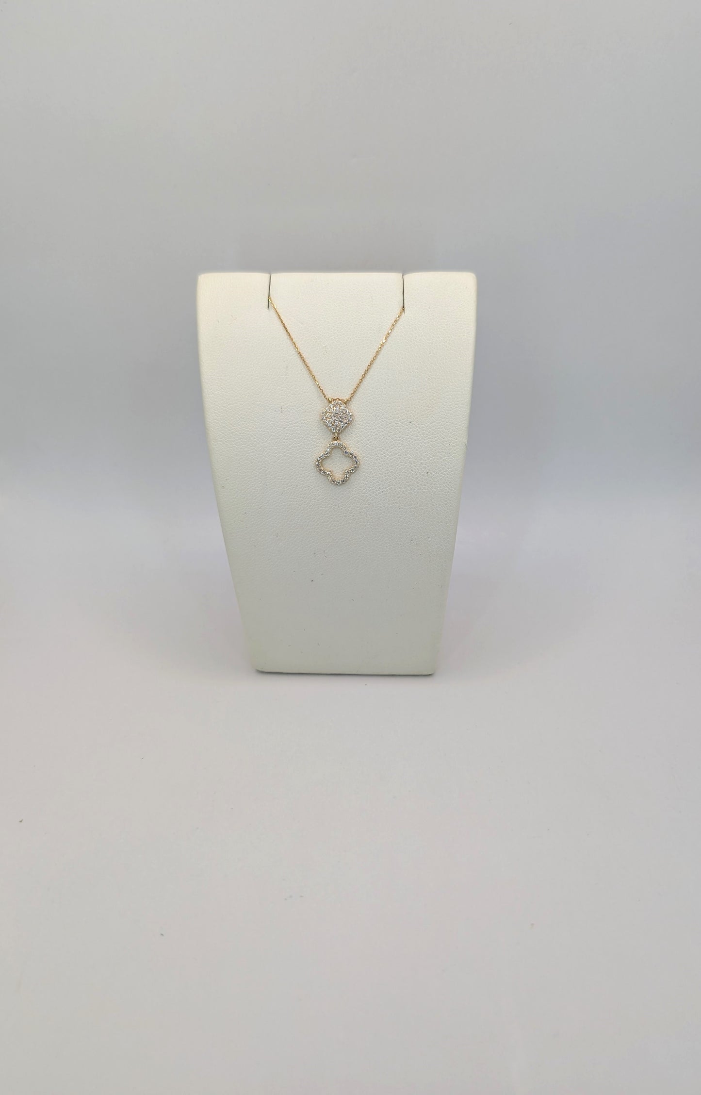 18kt CZ Clover Necklace