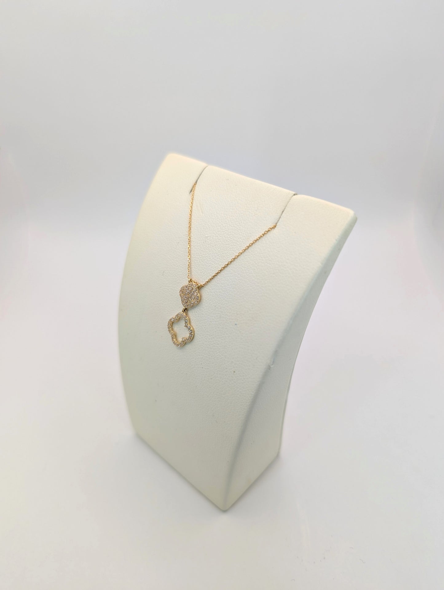 18kt CZ Clover Necklace