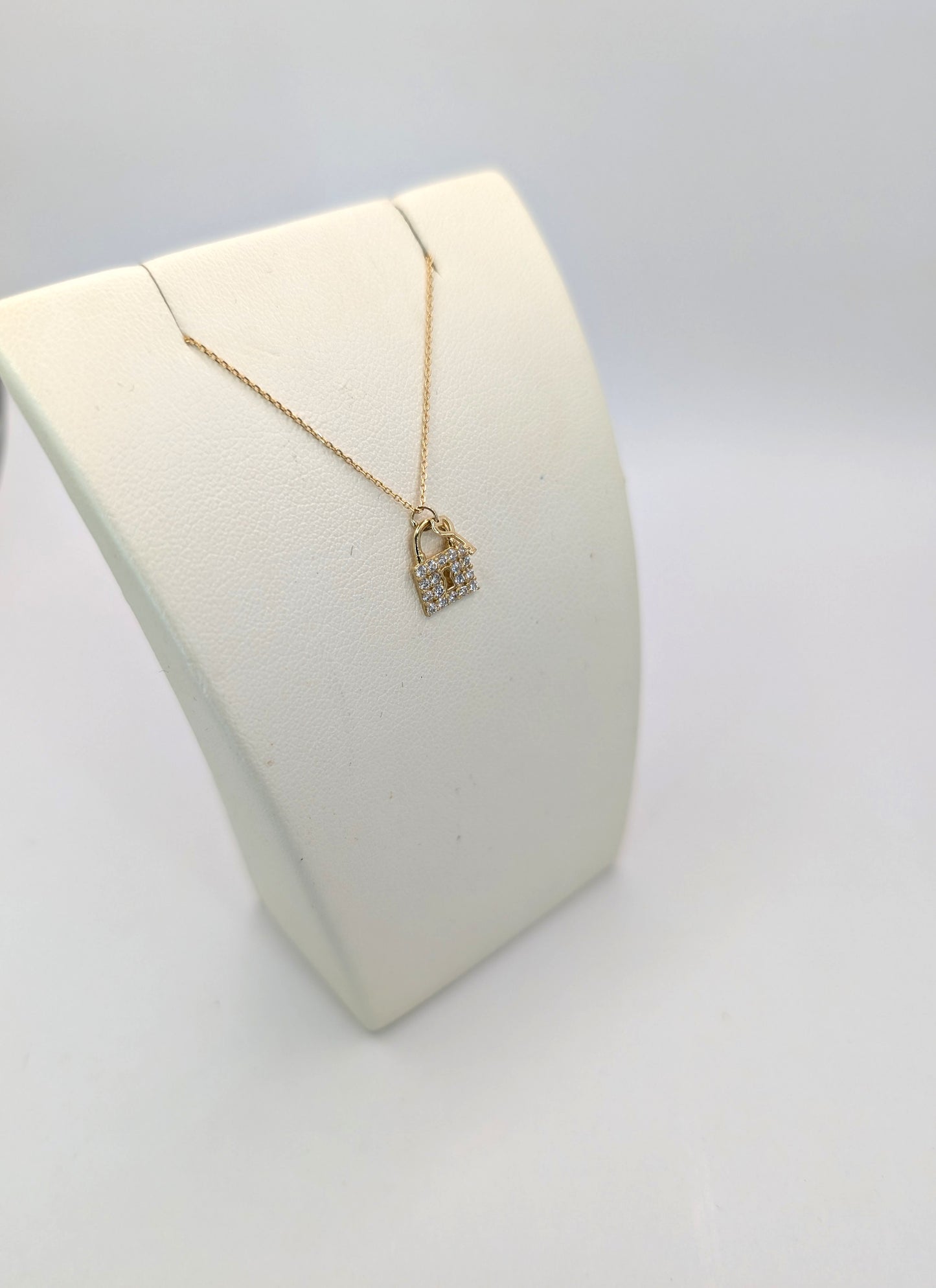 18kt CZ Lock Necklace