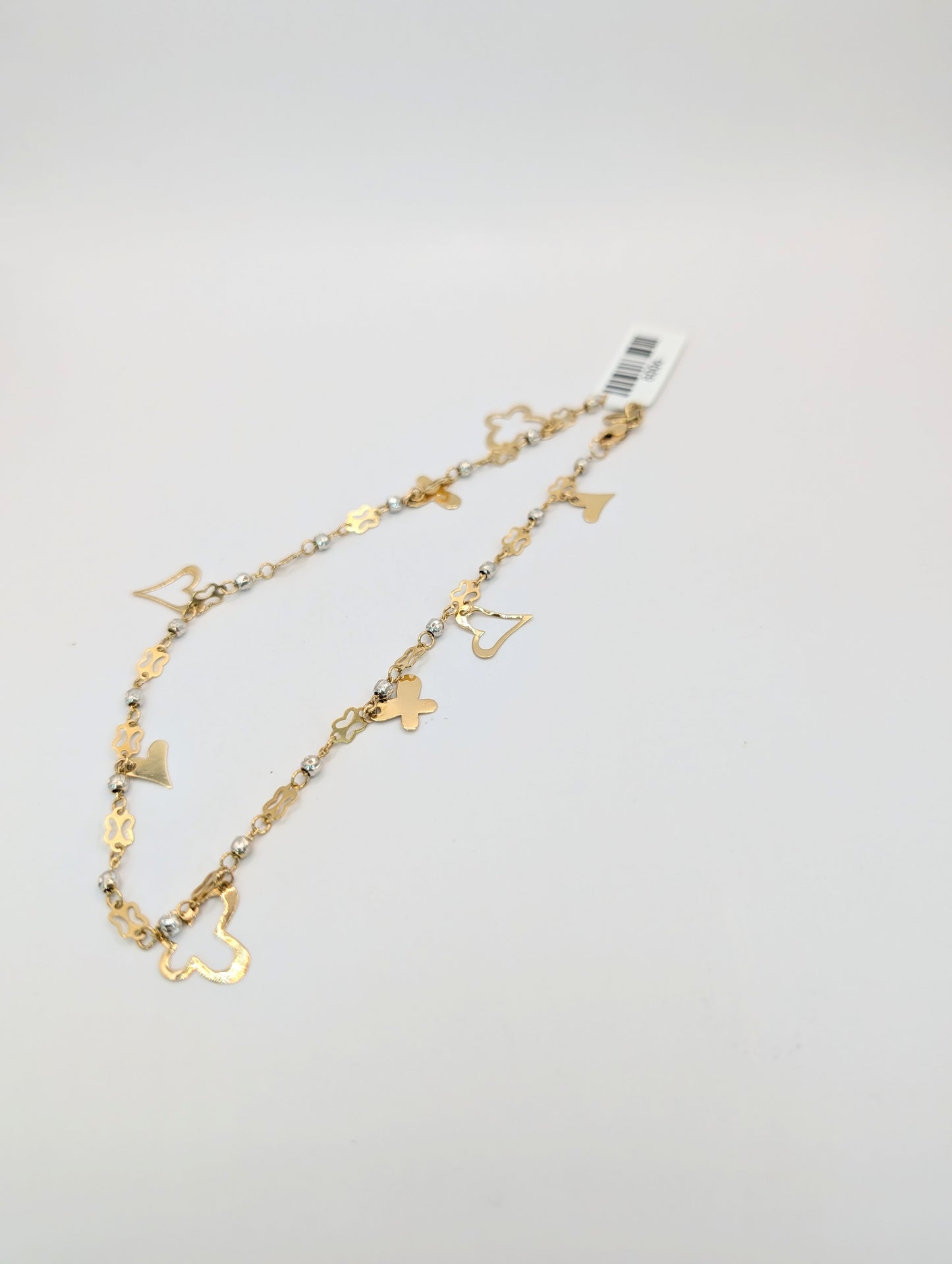 18kt Heart&Butterfly Anklet