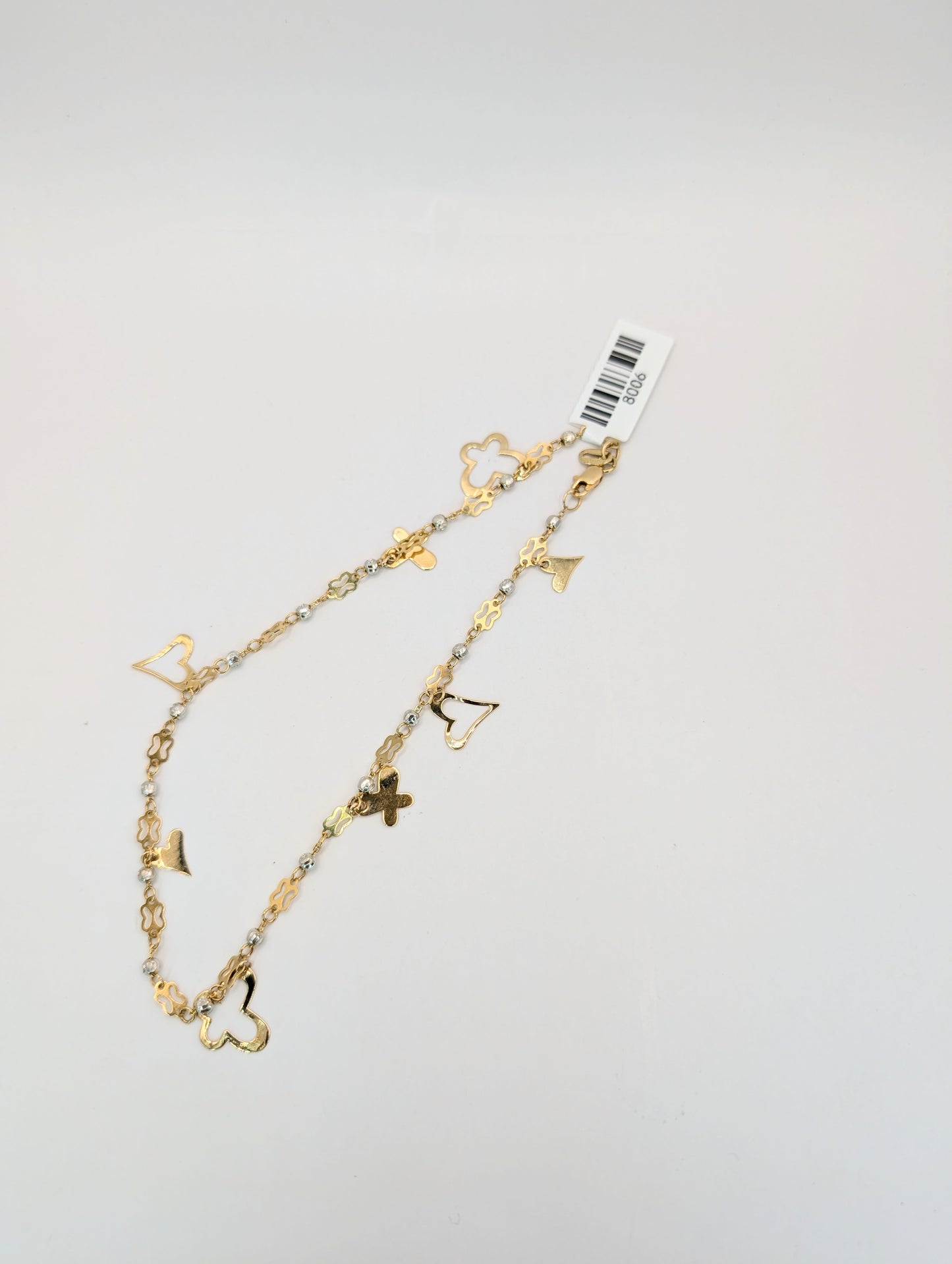 18kt Heart&Butterfly Anklet