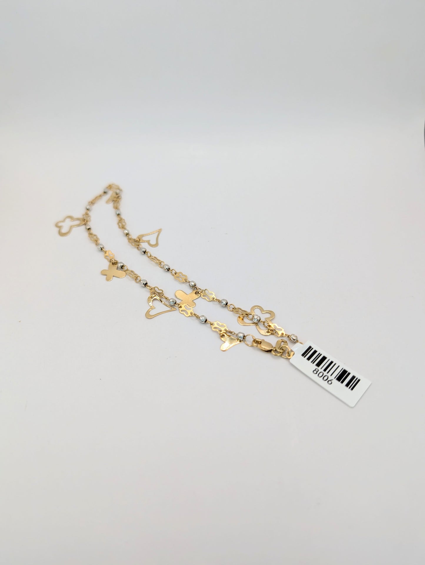 18kt Heart&Butterfly Anklet