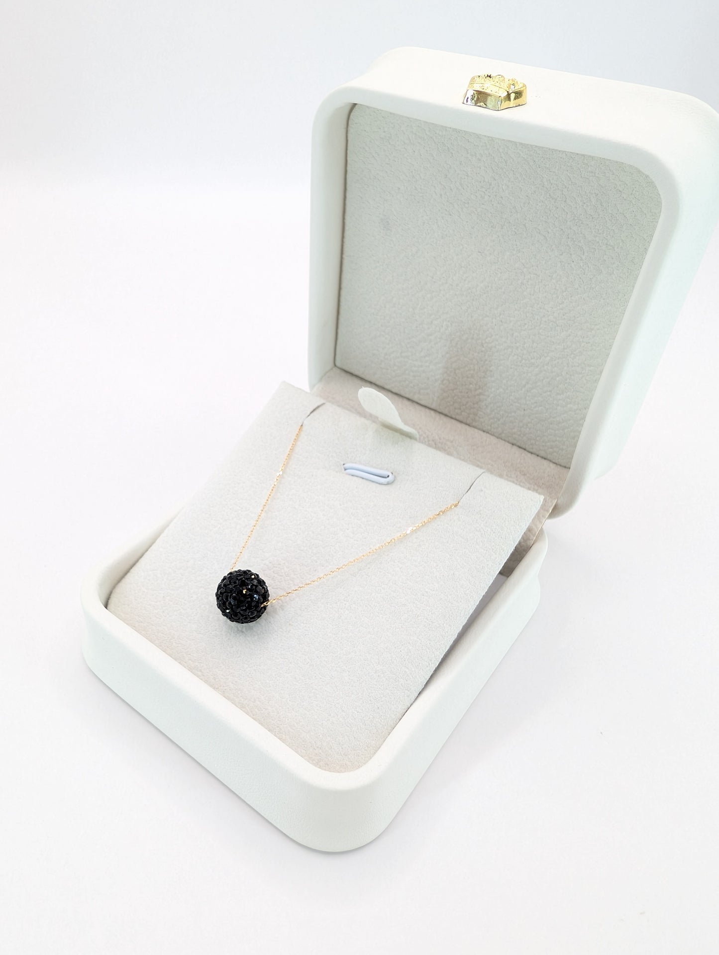 18KT Gold Black CZ Ball Necklace