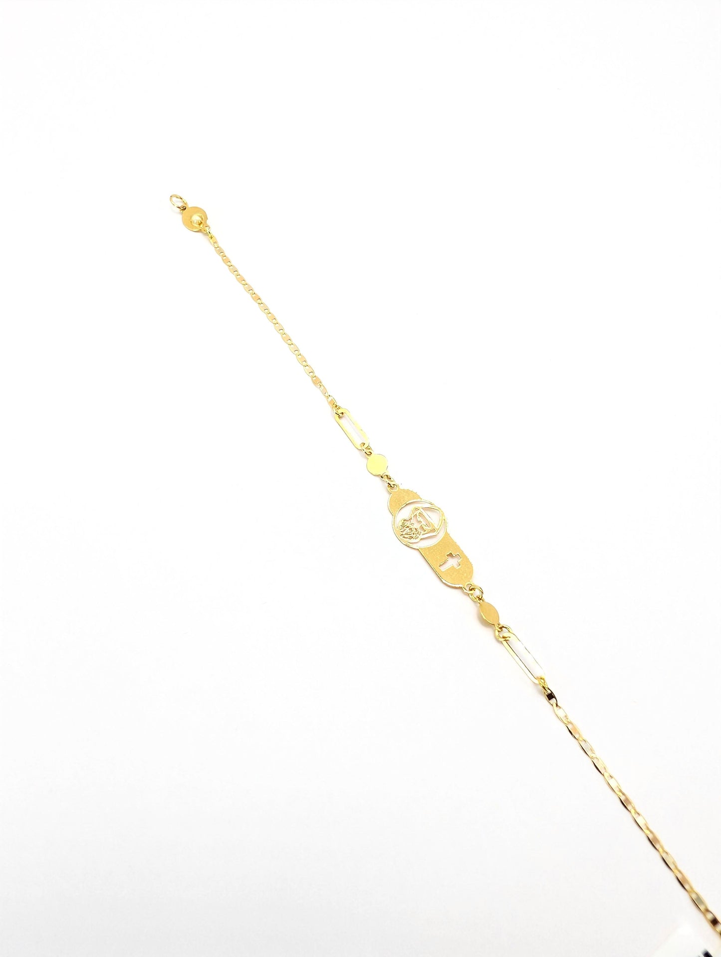 18KT Gold Faith Bracelet – Saint Charbel & Cross Plate