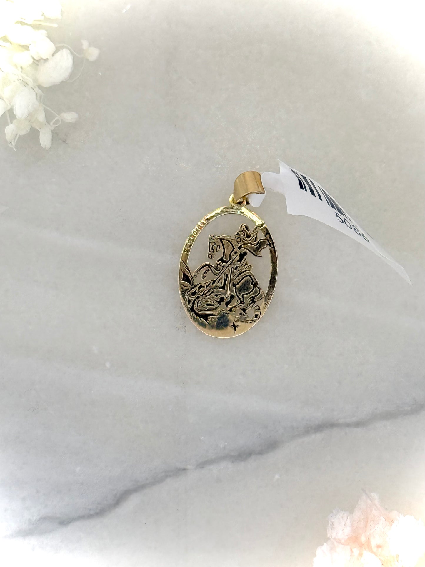 18K Gold Saint George Pendant – Two-Tone (Gold & Black)