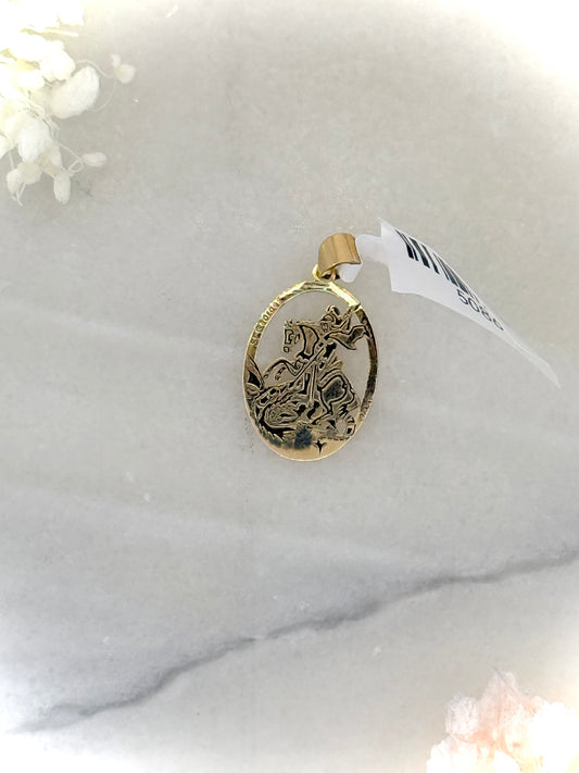 18K Gold Saint George Pendant – Two-Tone (Gold & Black)