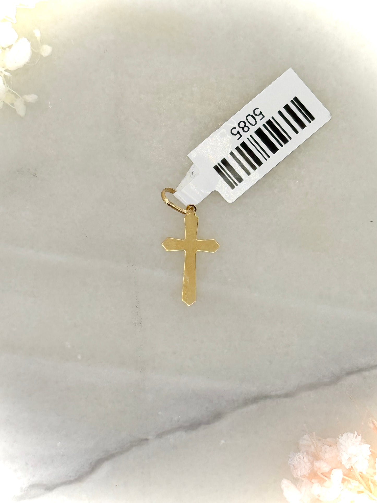 18K Yellow Gold Reversible Cross Pendant – Plain & Garnished Sides