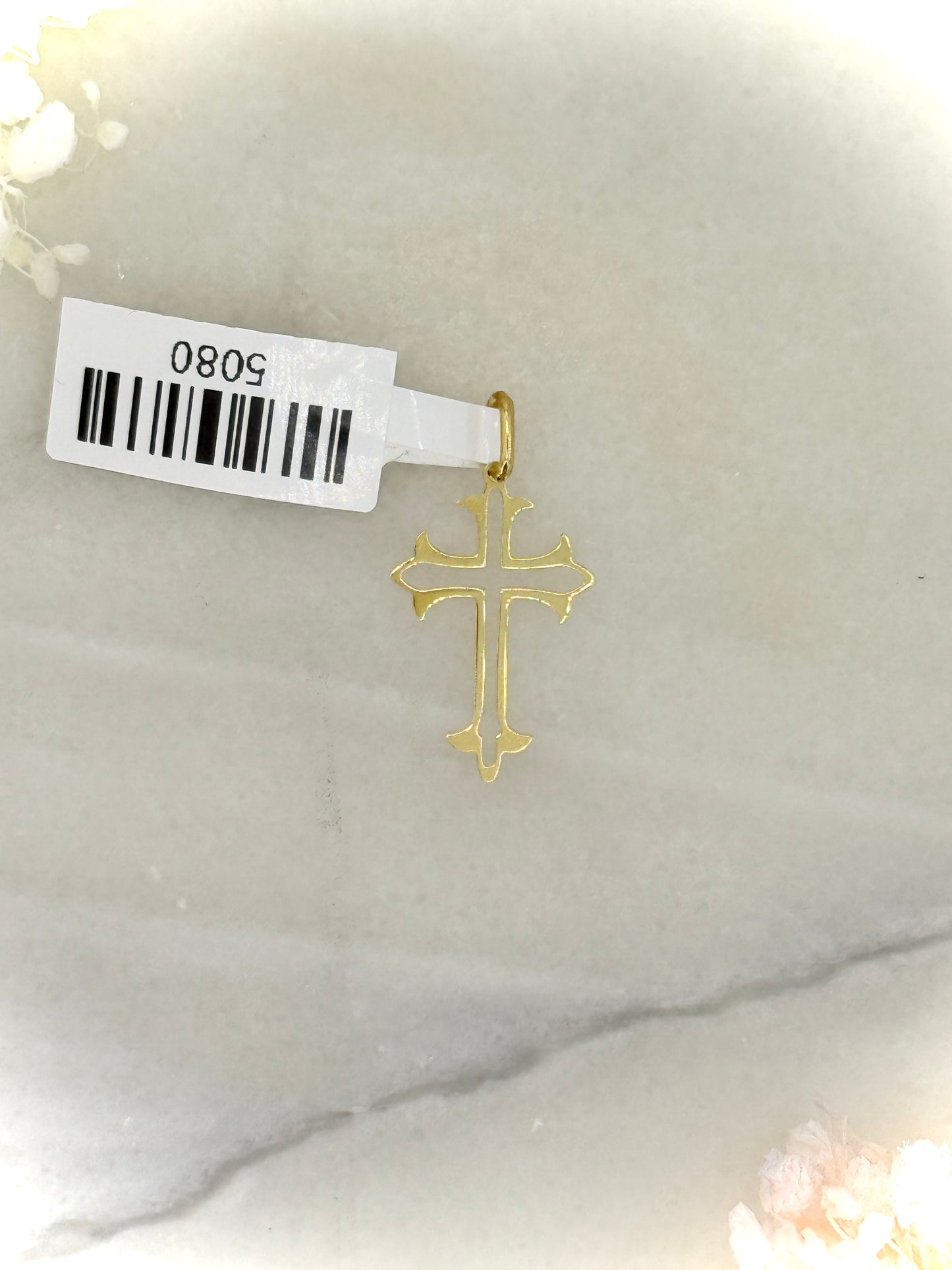 18K Yellow Gold Garnished Cross Pendant