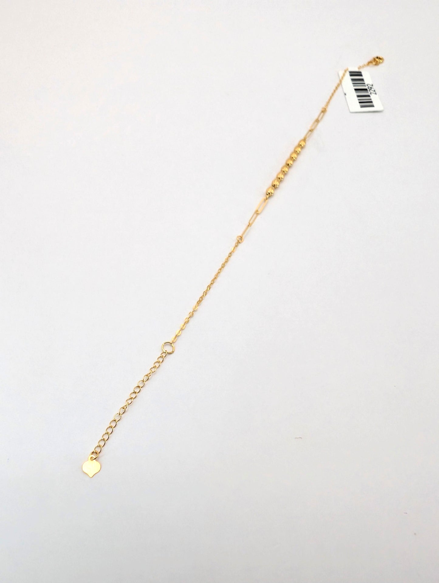 18KT Gold Beaded Chain Bracelet with Heart Charm