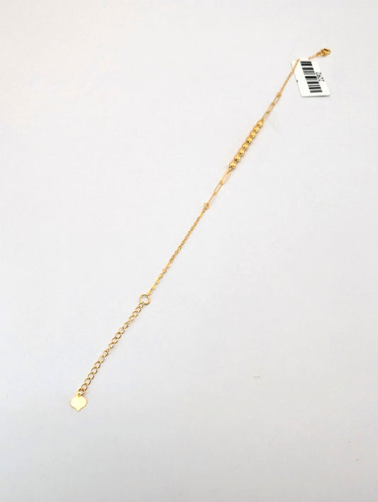 18KT Gold Beaded Chain Bracelet with Heart Charm