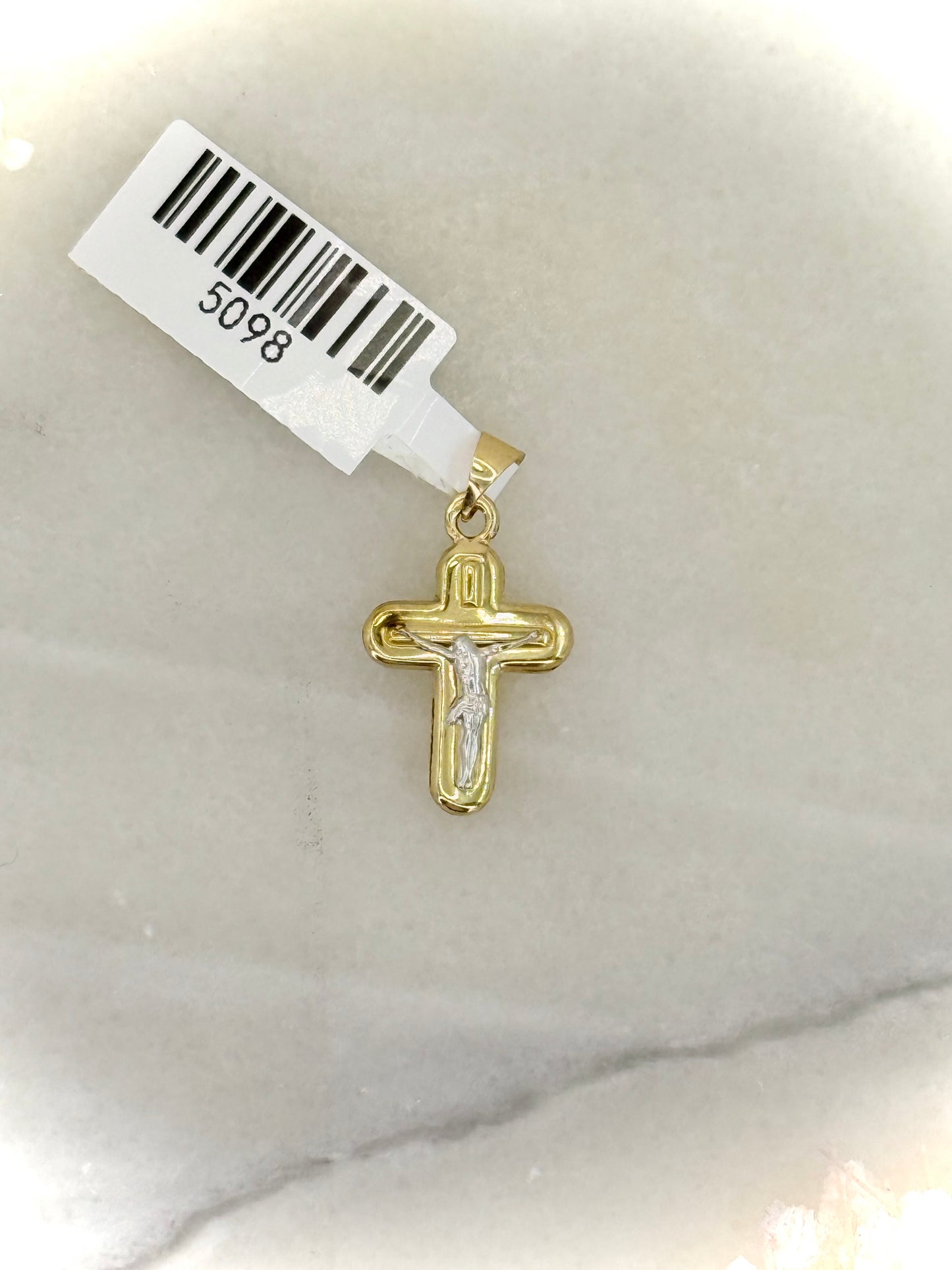 18K Two-Tone Gold Crucifix Pendant