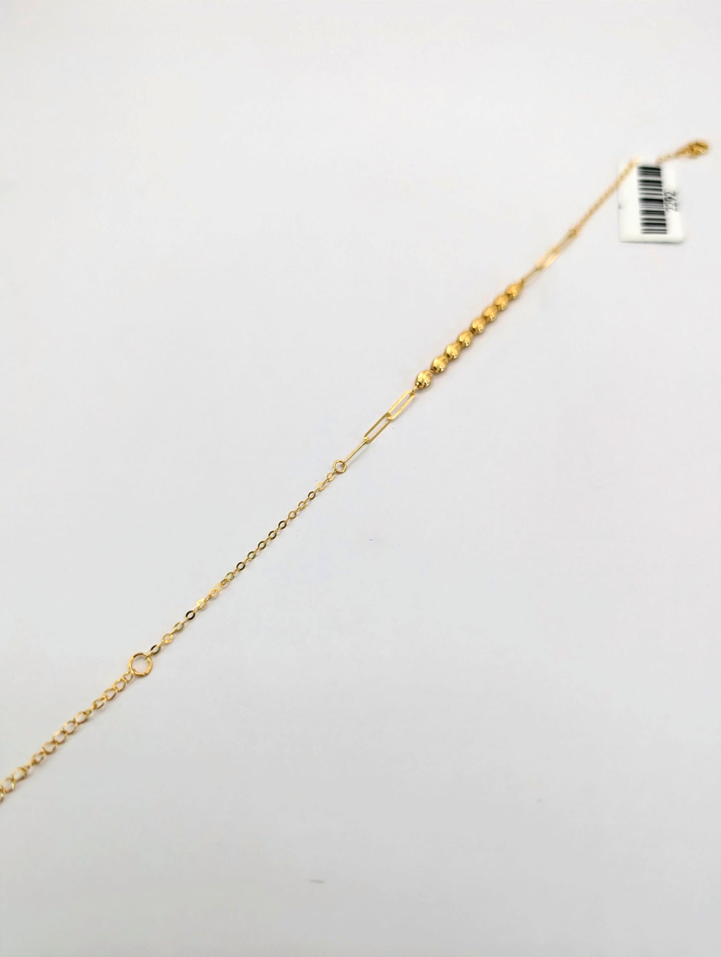 18KT Gold Beaded Chain Bracelet with Heart Charm