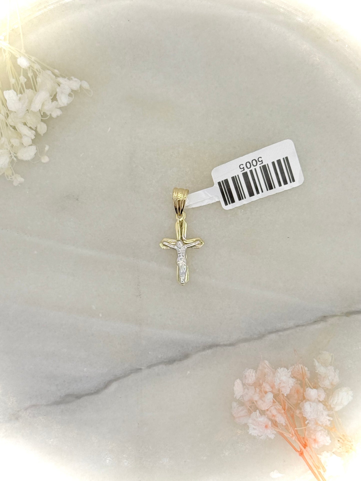 18K Two-Tone Gold Crucifix Pendant