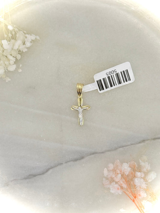 18K Two-Tone Gold Crucifix Pendant