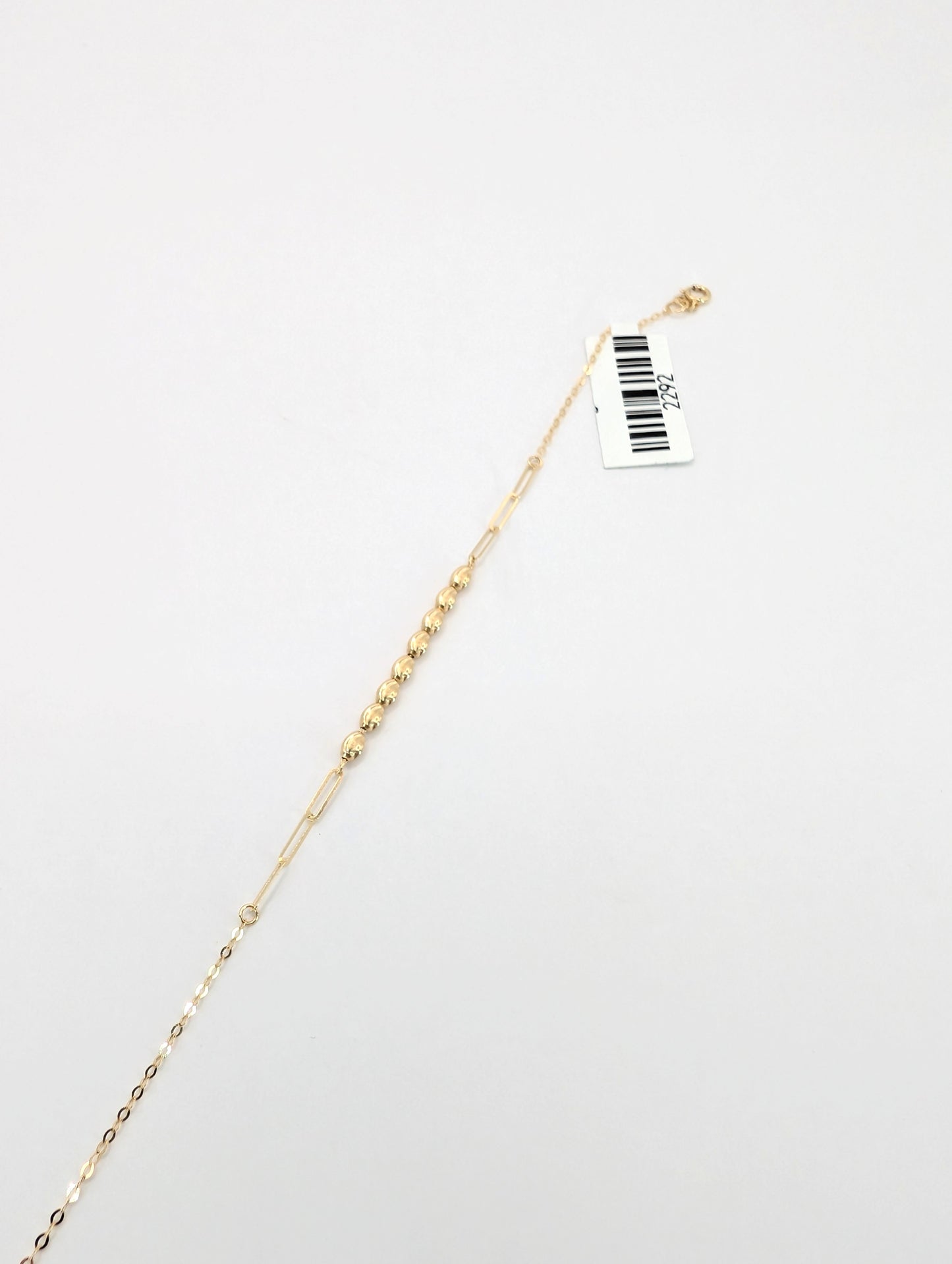 18KT Gold Beaded Chain Bracelet with Heart Charm