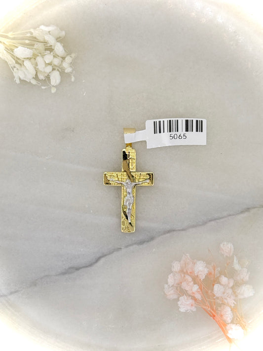 18K Two-Tone Gold Crucifix Pendant