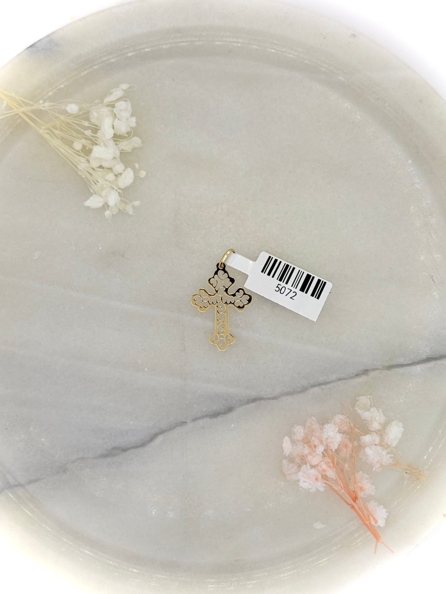 18K Yellow Gold Garnished Cross Pendant