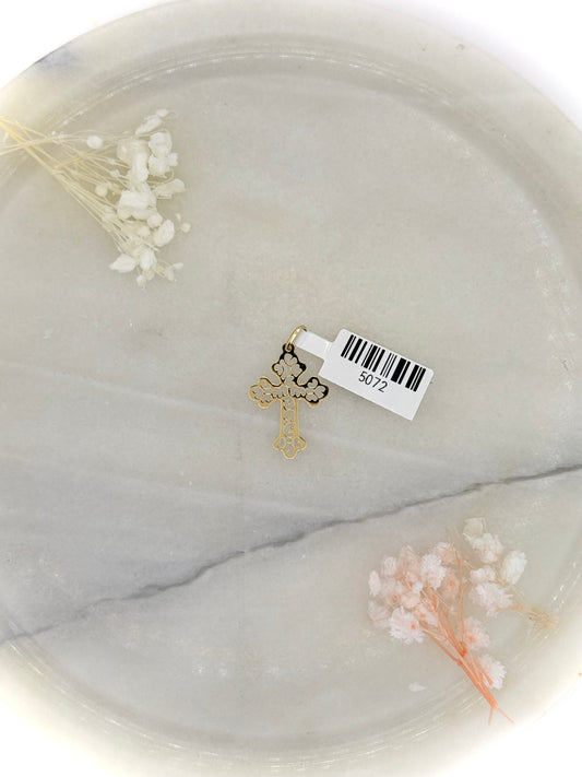 18K Yellow Gold Garnished Cross Pendant
