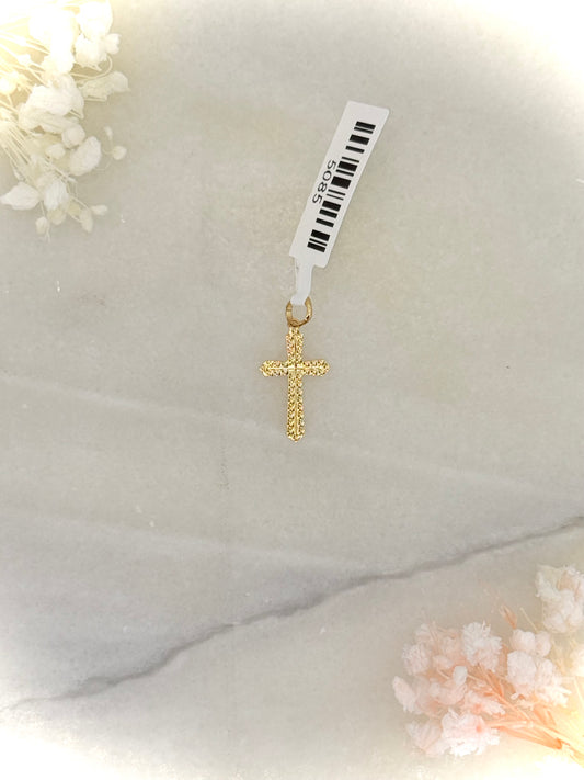 18K Yellow Gold Reversible Cross Pendant – Plain & Garnished Sides
