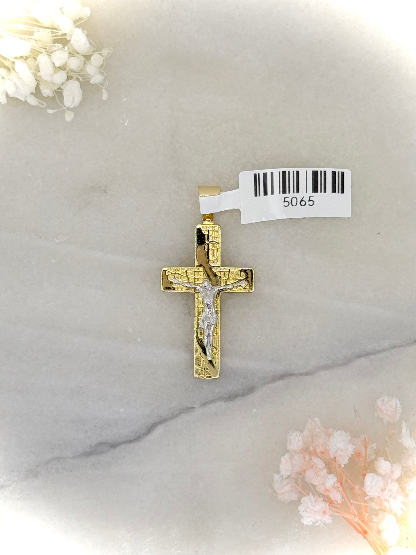 18K Two-Tone Gold Crucifix Pendant