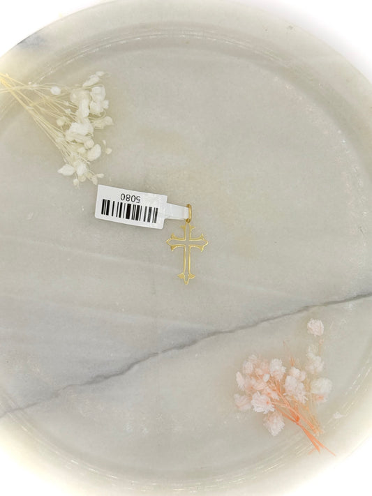 18K Yellow Gold Garnished Cross Pendant