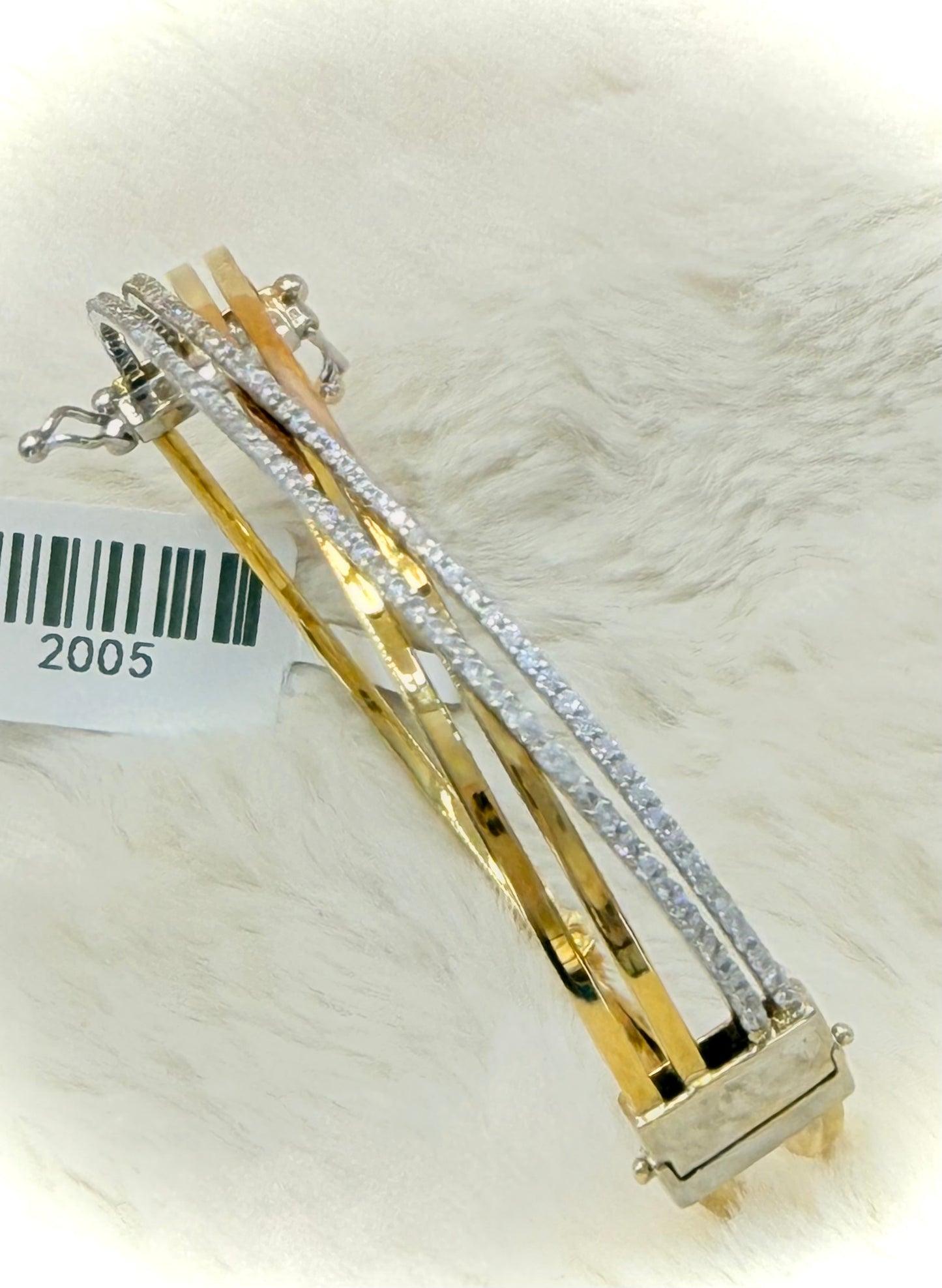 18Kt Two Tone CZ Bangle