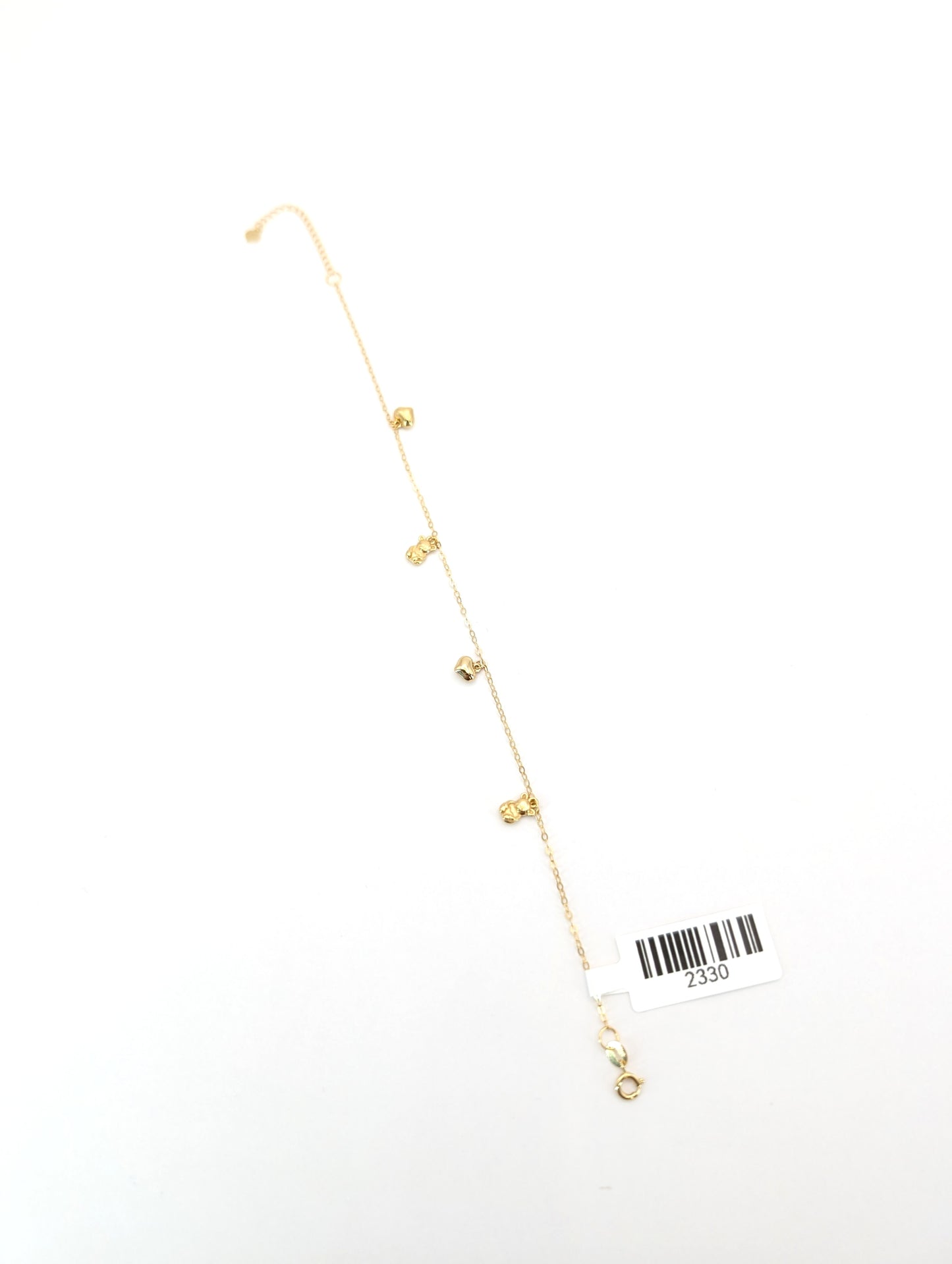 18KT Gold Multi-Heart Charm Bracelet
