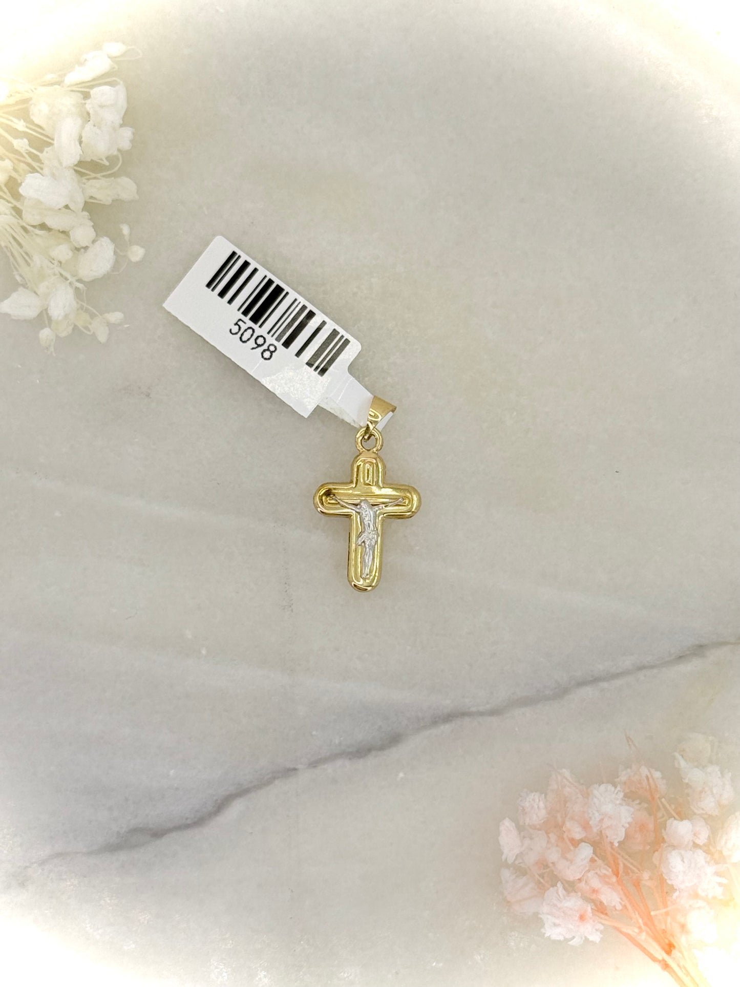18K Two-Tone Gold Crucifix Pendant