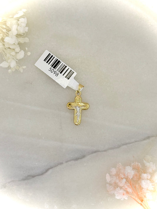 18K Two-Tone Gold Crucifix Pendant