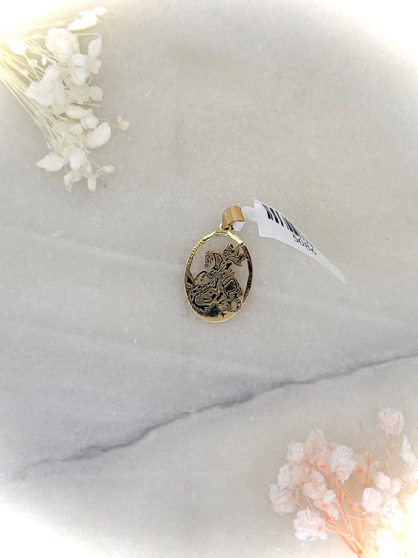 18K Gold Saint George Pendant – Two-Tone (Gold & Black)