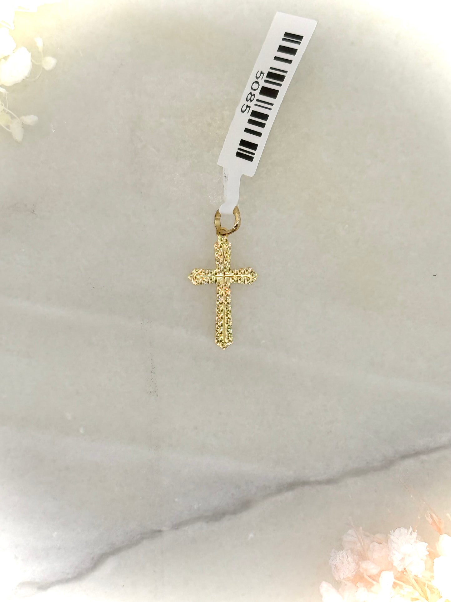18K Yellow Gold Reversible Cross Pendant – Plain & Garnished Sides