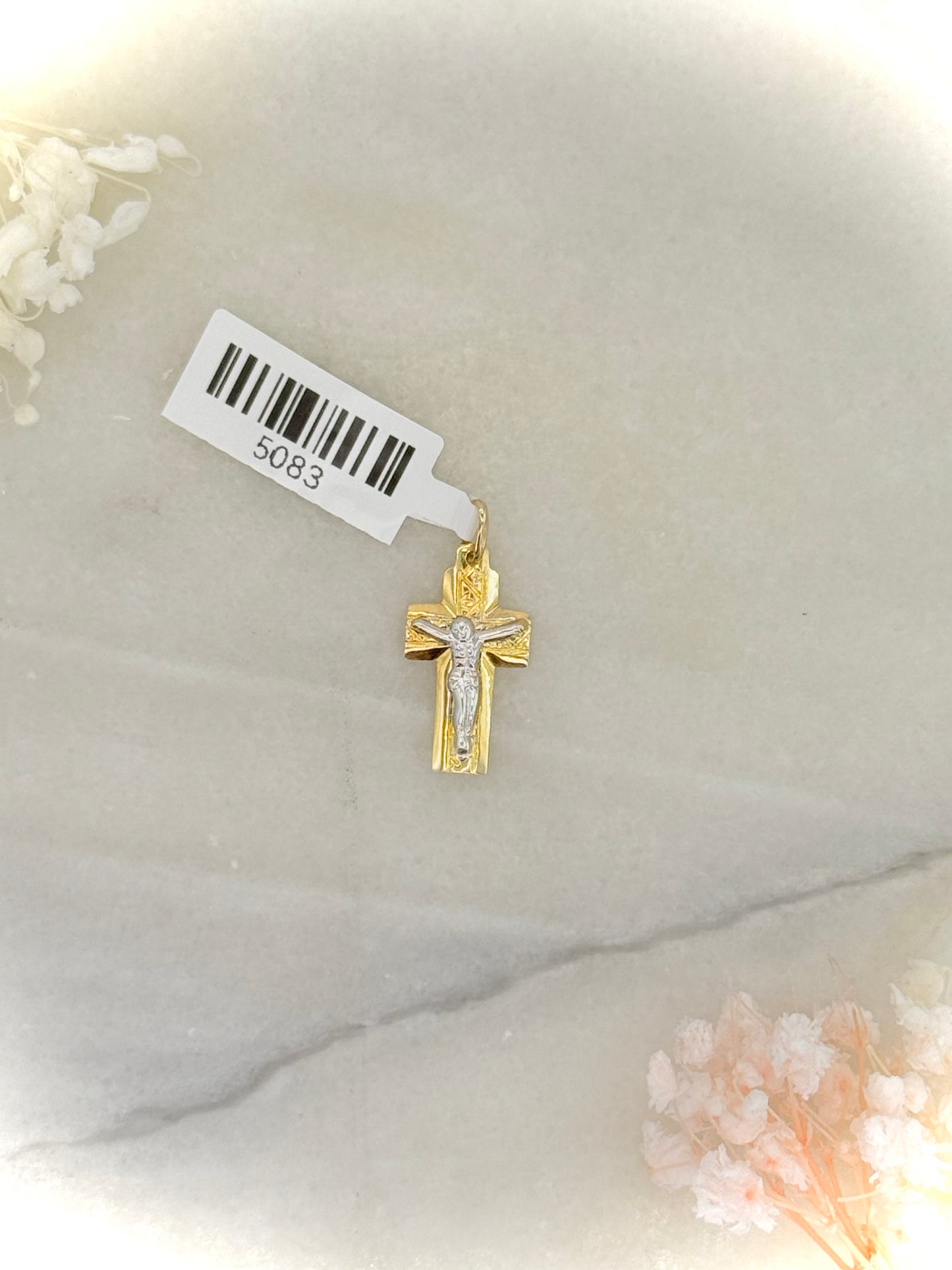 18K Two-Tone Gold Crucifix Pendant