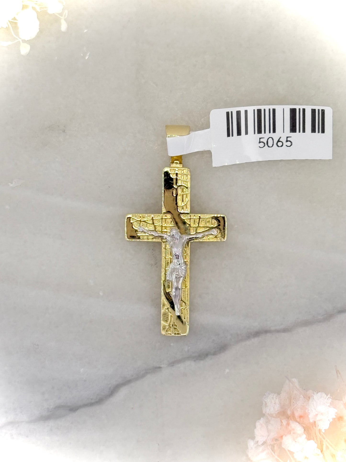 18K Two-Tone Gold Crucifix Pendant